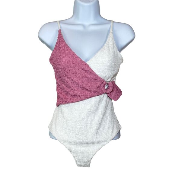 Onia Lila Surplus Colorblock One Piece Swimsuit Pink White Women XS NWOT - Picture 1 of 8